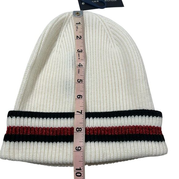 Tommy Hilfiger Rib Cuff Beanie NWT Stripe Red White Blue 100% Authentic NEW - Picture 7 of 7